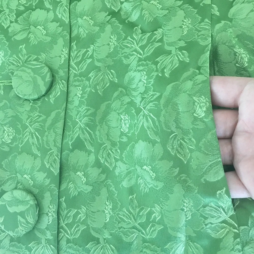 TRUE VINTAGE Green Floral 2PC Sheath Dress & Jackt - Picture 6 of 9